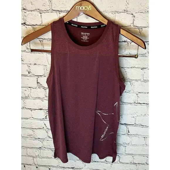 SALE!! Peloton tank top size XS extra small burgundy star detail muscle top - Picture 1 of 3
